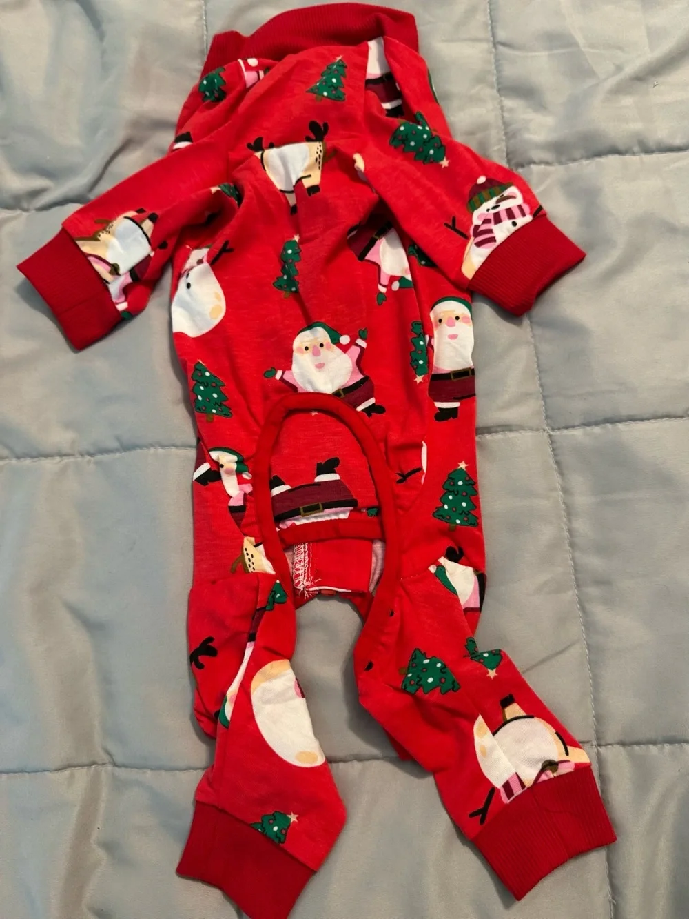 Red Holiday Snowman Pet’s One-Piece Zipper Pajamas/Recovery suit.
